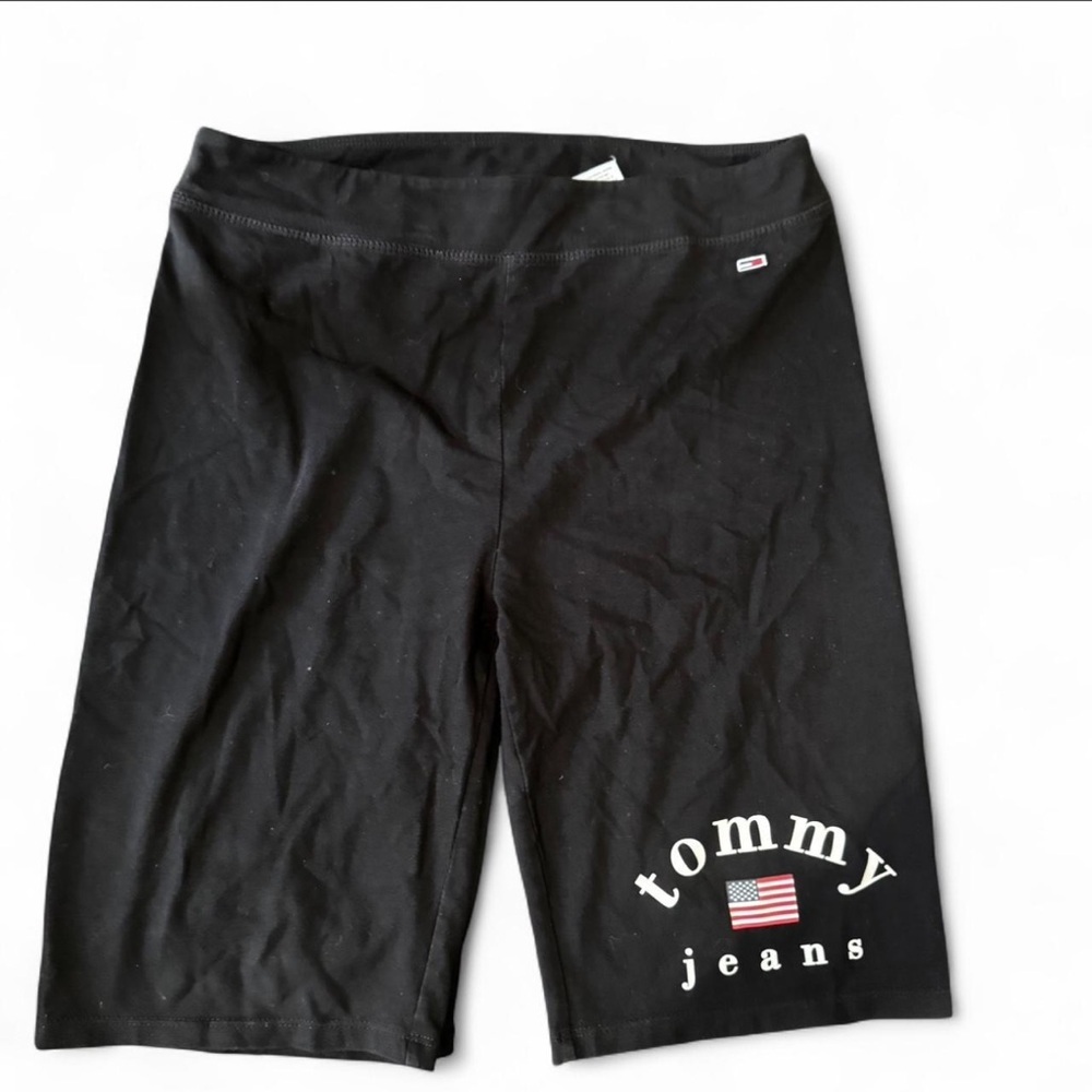 Tommy Hilfiger Black Logo Bike Leggings with Flag Detail